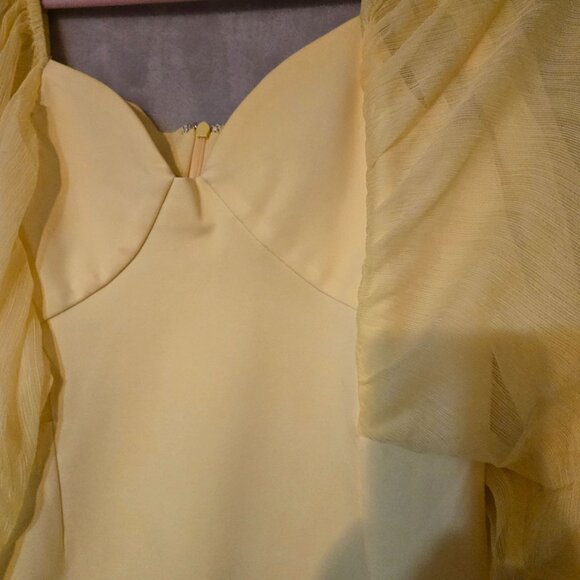 Vintage Inspired Yellow Dress Victoria Sheer Puff Sleeves Sweetheart‎ Neckline M - Picture 8 of 8